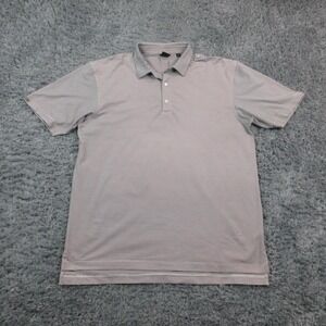 Dunning Golf Polo Shirt Mens XL White Blue Stripe Performance Stretch Golf